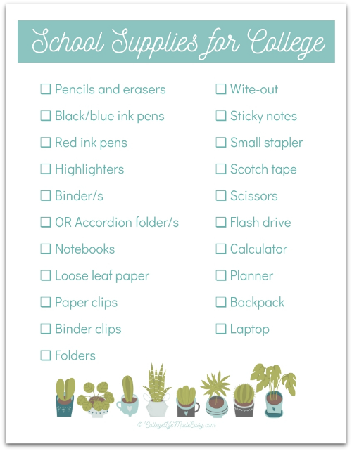 College Supply List For Freshman Free Pdf Checklist College Supply List For Freshman Free Pdf Checklist