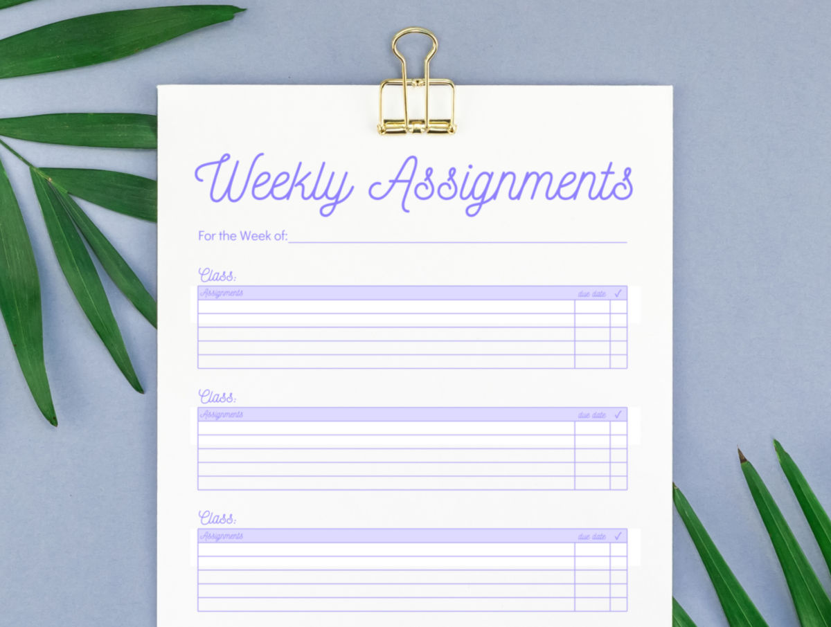 Printable Homework Planner Template For College Students Printable Homework Planner Template For College Students